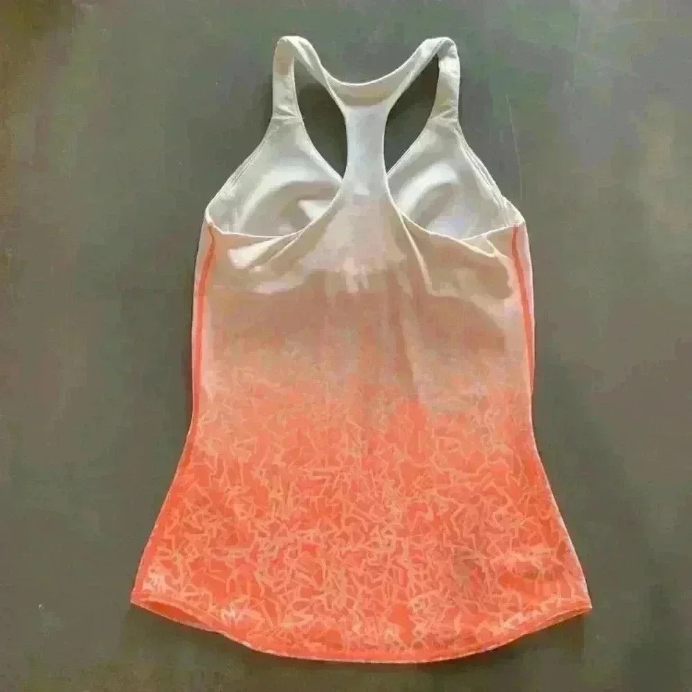 Nike Dri-Fit Orange White Ombre Advantage Printed Racerback Tank Top Size XS
